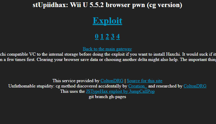 Exploit listo para cargar en el navegador de Wii U